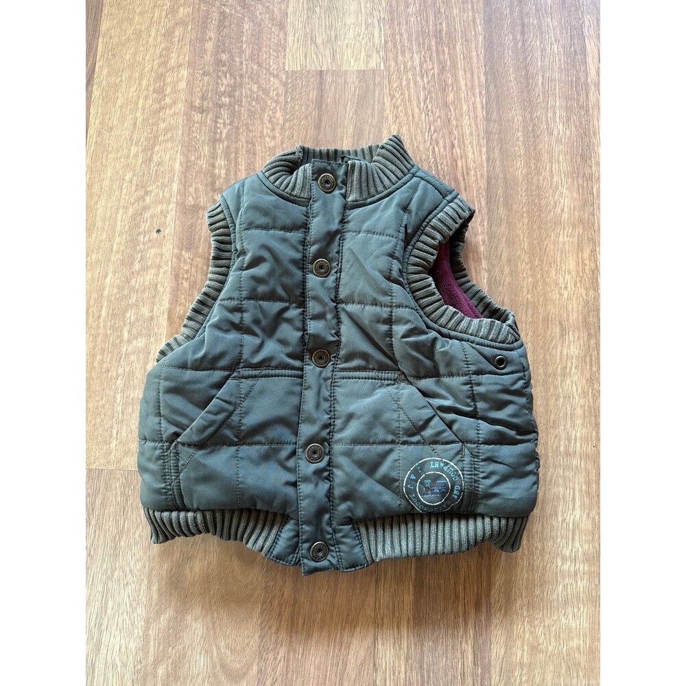 Janie and Jack Locomotive train quilted fleece lined vest